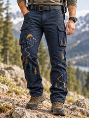 Men's Wilderness Trail Print Hike Lovers Casual  Cargo Pants