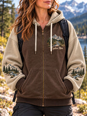 Women's  Explore More Print Zip-Up Hoodie