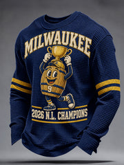 Men's Milwaukee Baseball Lover Champions Printed Waffle Sweatshirt