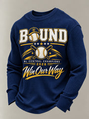 Men's Baseball Print Waffle Long Sleeve Top