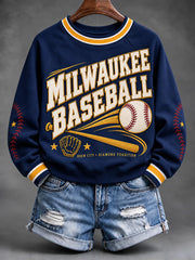 Women's Baseball Print Sweatshirt
