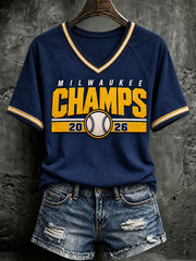 Women's Baseball Print Casual T-Shirt