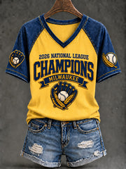 Women's Milwaukee Baseball Lover Champions Printed T-shirt