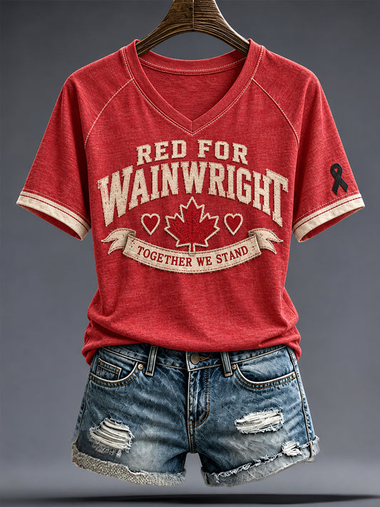 Women's Red For Wainwright Strong Printed T-shirt