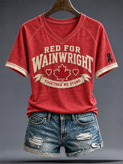 Women's Red For Wainwright Strong Printed T-shirt