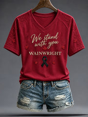 Women's Red For Wainwright Strong Printed T-shirt