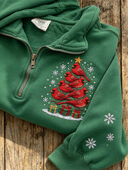 Women's Winter Bird Pattern Casual Half-Zip Sweatshirt