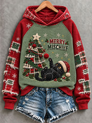 Women's Christmas Funny Cat Art Regular Hoodie