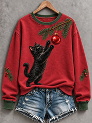 Women's Christmas Funny Cat Art Regular Hoodie