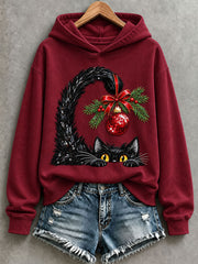 Women's Cute Black Cat Hoodie