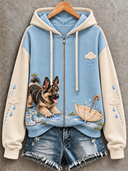 Women's Dog Zip-Up Hoodie