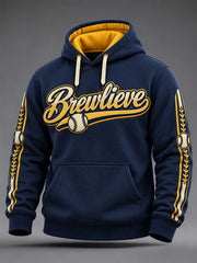 Men's Gift For Baseball Fans Print Oversized Drop-Shoulder Hoodie with Pockets