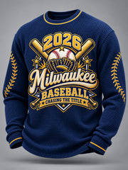 Men's Let's Go! Gift For Baseball Fans Casual Waffle Long Sleeve T-Shirt