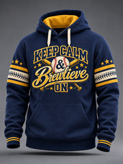 Men's Gift For Baseball Fans Print Oversized Drop-Shoulder Hoodie with Pockets