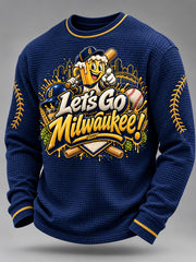 Men's Let's Go! Gift For Baseball Fans Casual Waffle Long Sleeve T-Shirt