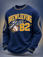 Men's Brewlieve Gift For Baseball Fans Casual Waffle Long Sleeve T-Shirt
