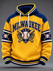 Men's Gift For Baseball Fans Print Oversized Drop-Shoulder Hoodie with Pockets