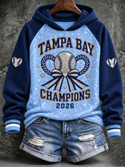 Women's Tampa Bay Baseball Lover Printed Hoodie