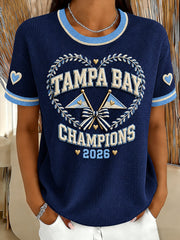 Women's Tampa Bay Baseball Lover Printed Waffle T-shirt