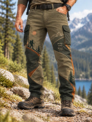Men's Wilderness Trail Print Hike Lovers Casual Cargo Pants