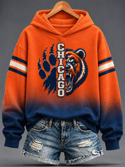 Women's Chicago Football Lover Print Hoodie