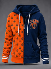Women's Chicago Football Lover Print Zip-Up Hoodie