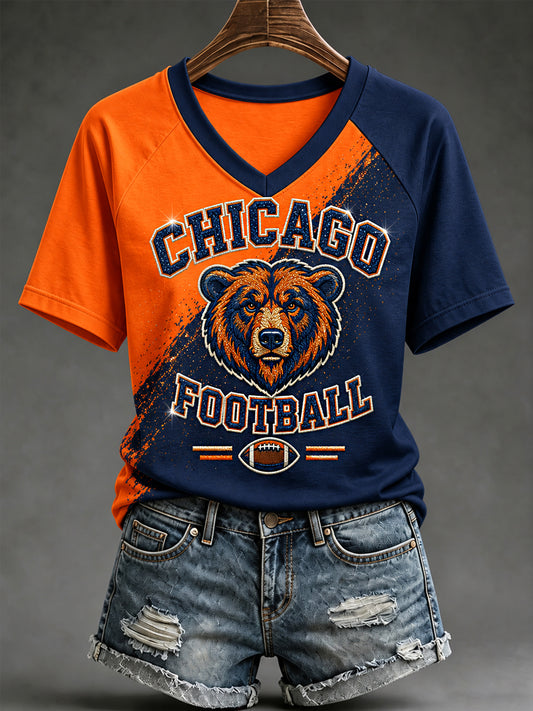 Women's Football Gameday Gift For Football Fans Casual V-Neck Tee