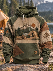 Men's Camping Oversized Drop-Shoulder Hoodie with Pockets