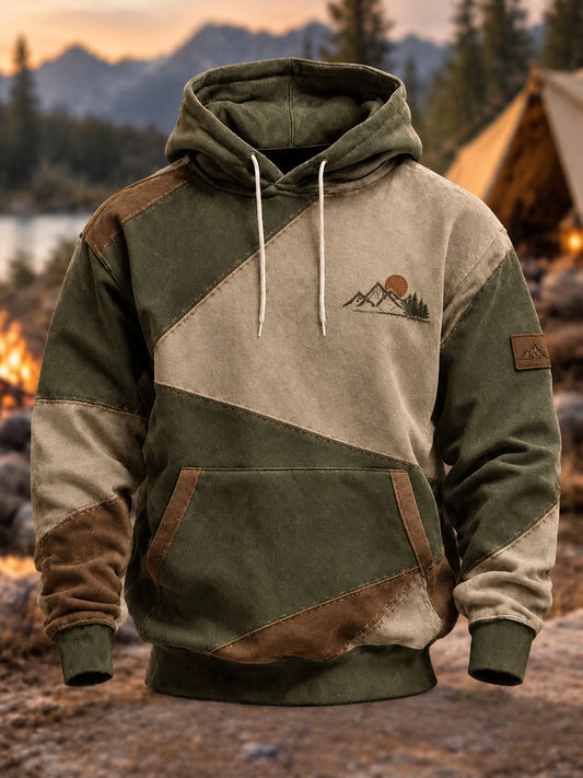 Men's Camping Oversized Drop-Shoulder Hoodie with Pockets