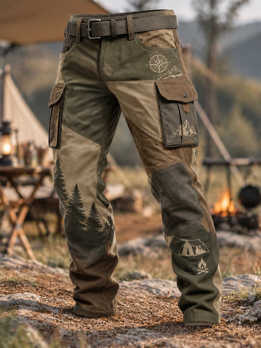 Men's Camping Print Casual  Trousers