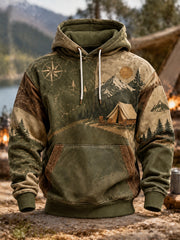 Men's Camping Oversized Drop-Shoulder Hoodie with Pockets