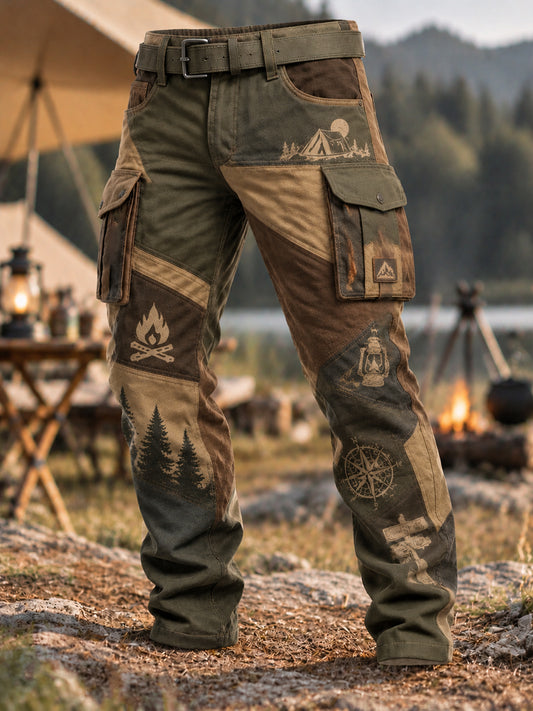 Men's Camping Print Casual  Trousers