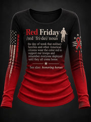 Women's Red Friday Printed Casual T-Shirt