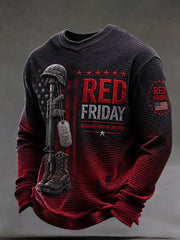 Men's Red Friday Waffle Print Casual Top