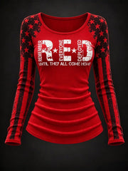 Women's Red Friday Printed Casual T-Shirt